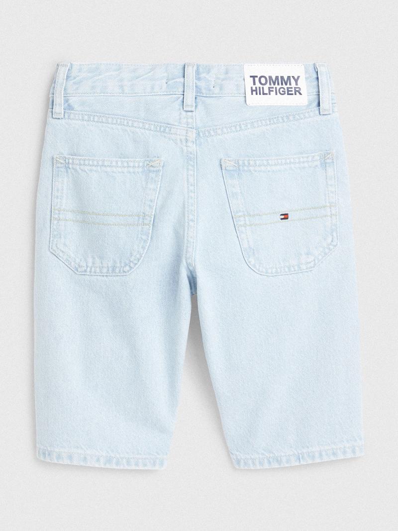 Fiú Tommy Hilfiger Straight Fit Denim Rövidnadrág Kék | HU 2188ILH